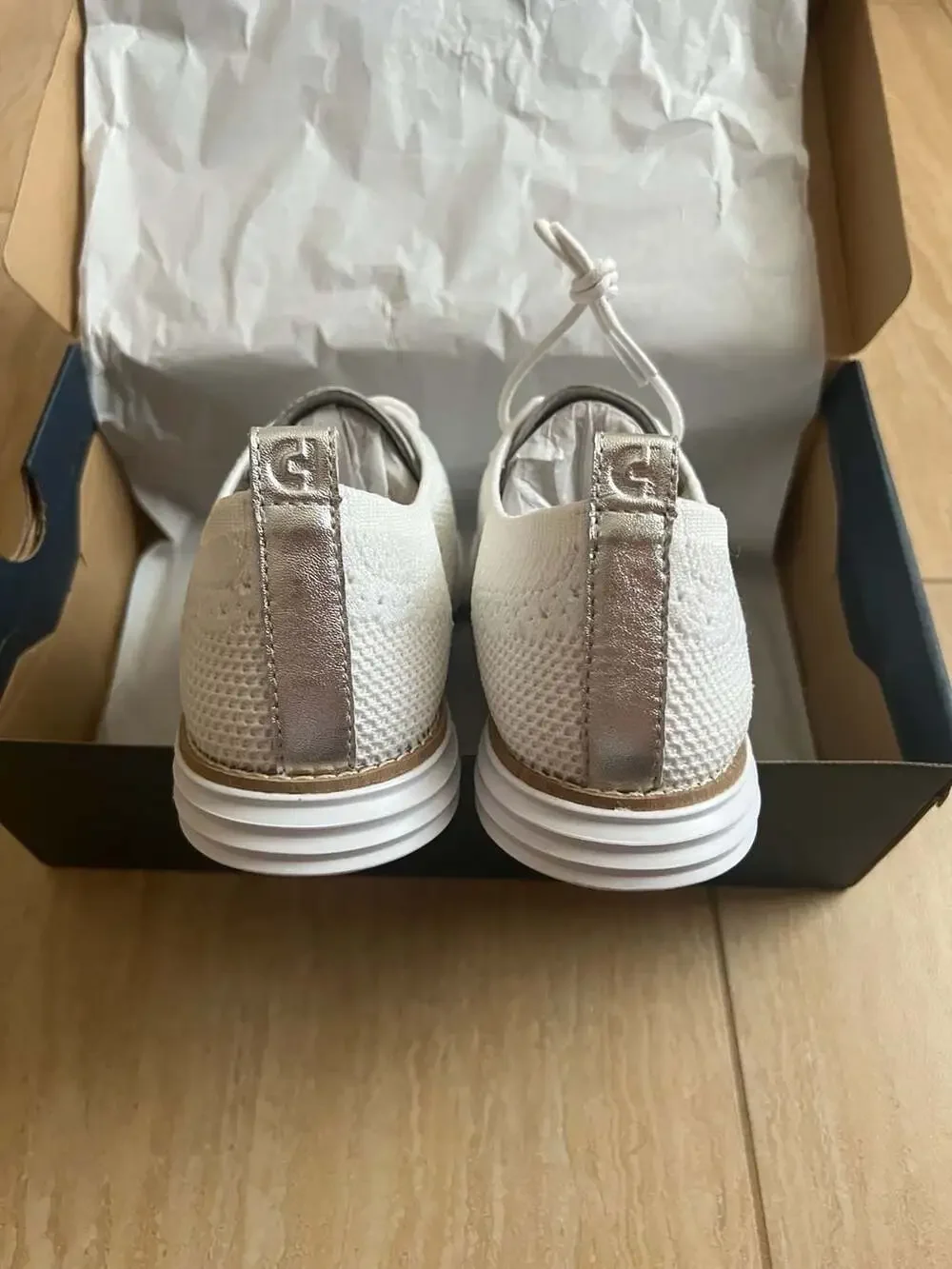 Cole Haan Women's ØriginalGrand Stitchlite Wingtip Shoes Optic White Size 8.5W